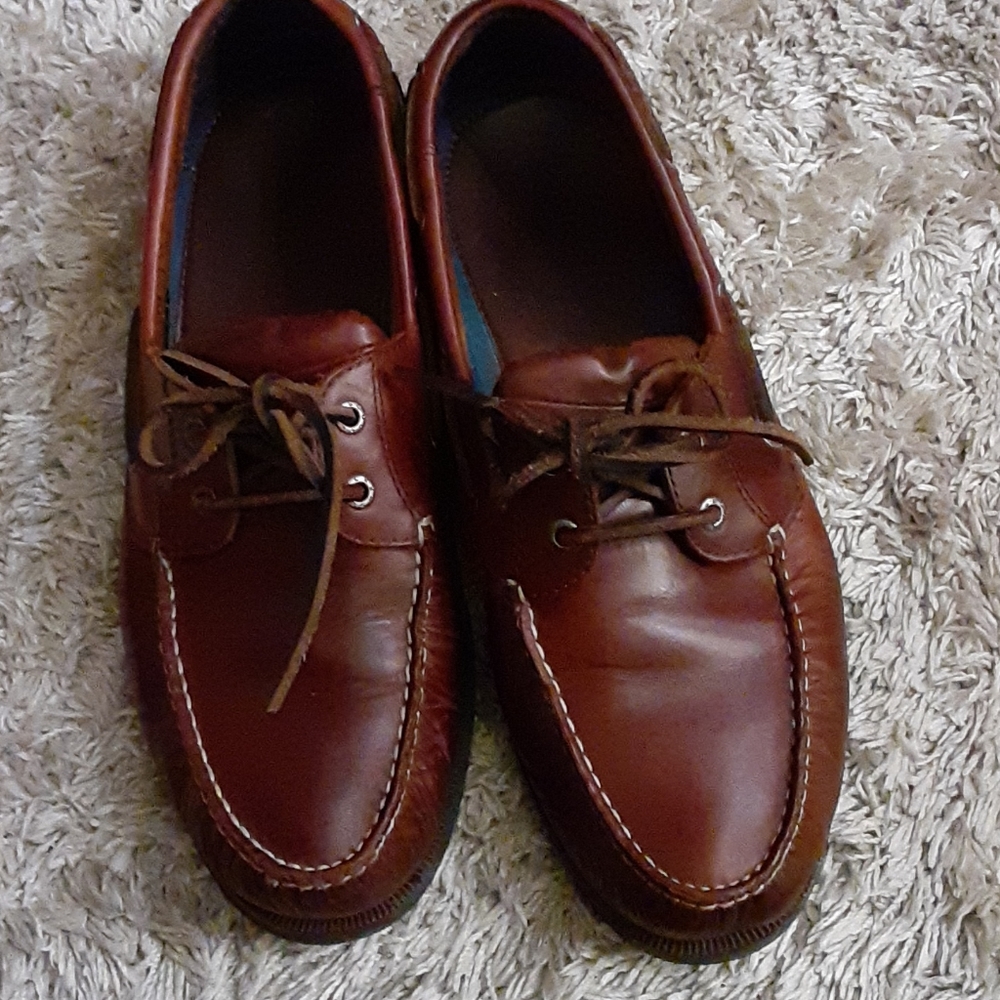 Dockers Brown leather Lace Up Slip On Boat Shoe Classic style size 12 M NICE! …
